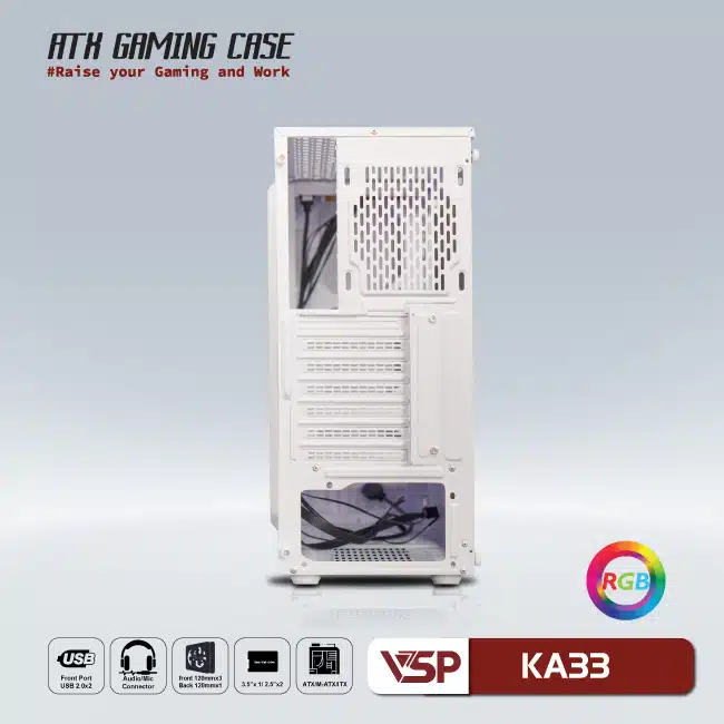 Vỏ Case Máy Tính VSP GAMING KA33 - White - Protech Computer