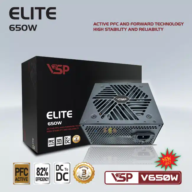 Nguồn máy tính VSP Elite V650W Active PFC - Protech Computer