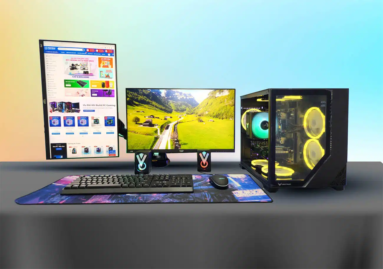 Full bộ Gaming PC 2 màn hình (H510M-H/M.2 SE/ Core i5-10400F/ Ram 16Gb/ GTX 1660S/ M.2 256Gb/ Nguồn 650W/ Tản A6300/ Màn VSP 24'' 100Hz x2) - Protech Computer