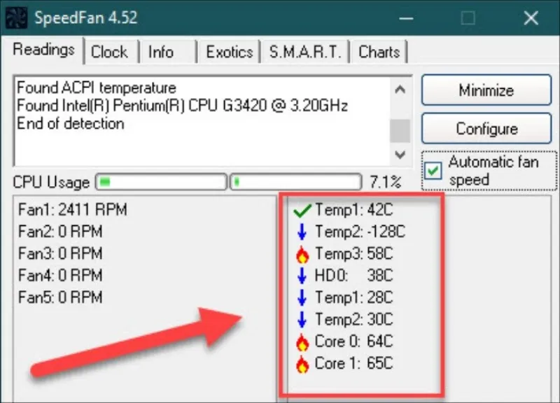kiểm tra nhiệt độ cpu win 11 bằng phần mềm Speedfan