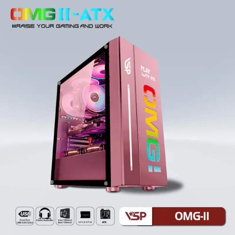 PC gaming hồng VSP OMG-II Mid Tower